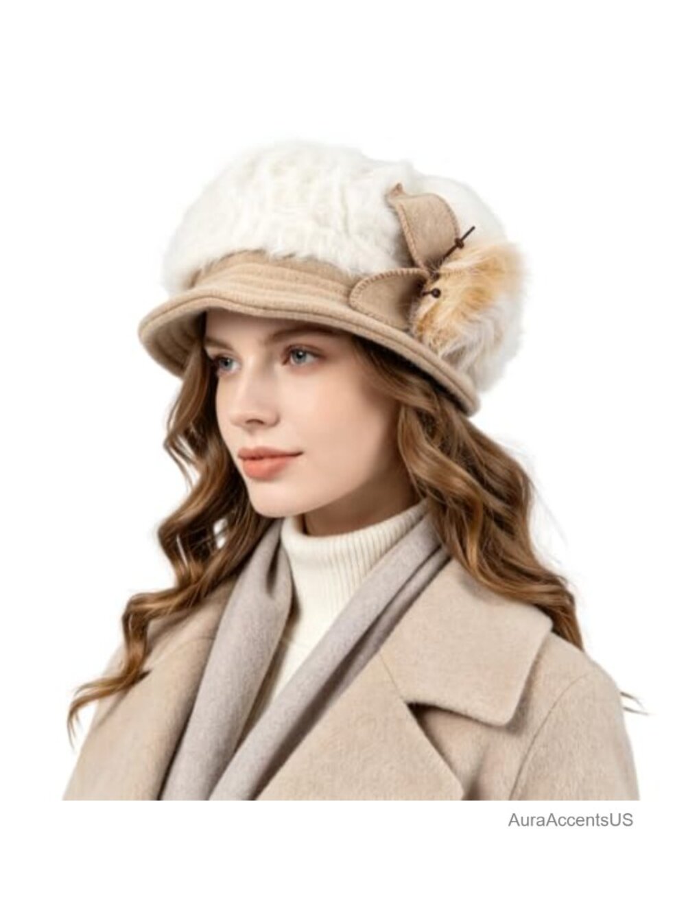 Women Wool Winter Hat Felt Cloche Beret Bucket with Bill
